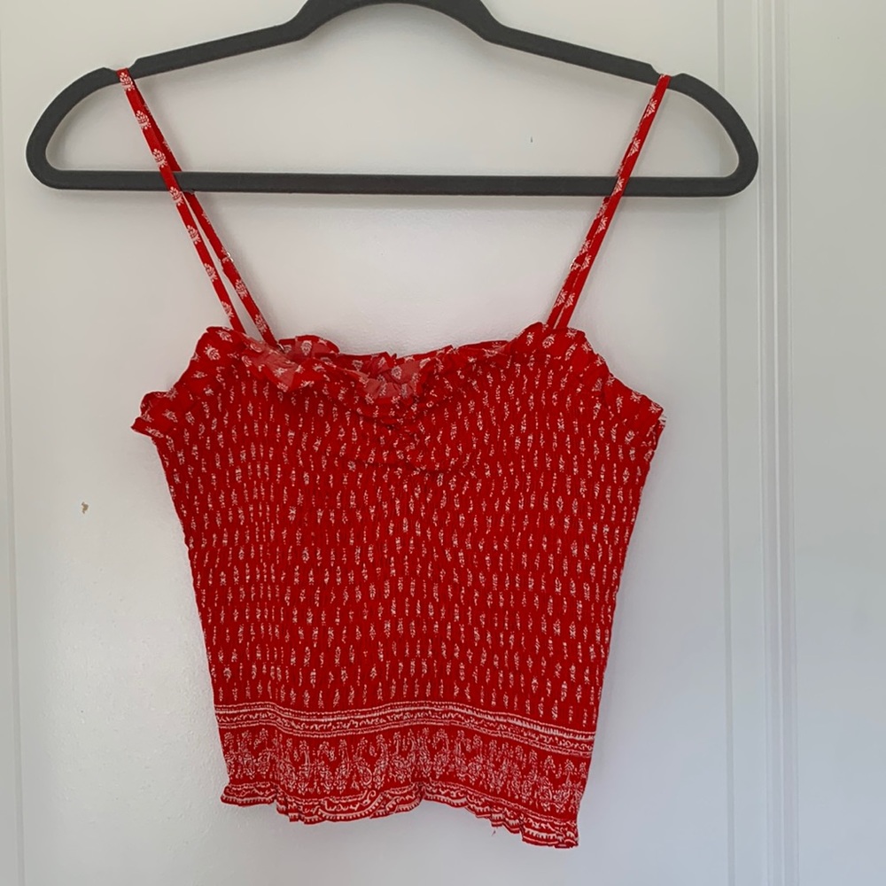 NWT Gianni Bini Woven Sky Sleeveless Sweetheart Cropped Blouse